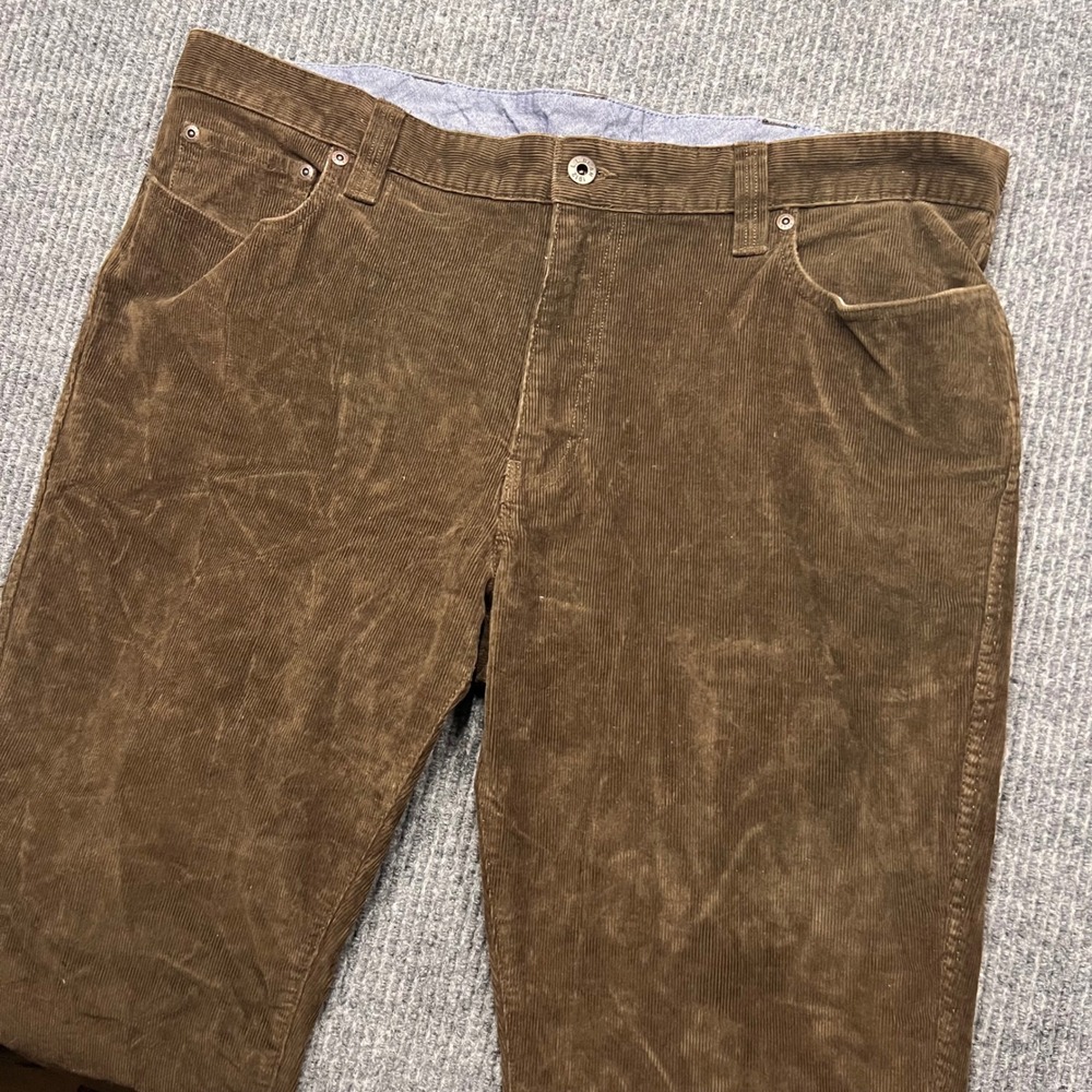 LL Bean Standard Fit Corduroy Pants Mens 38x30 Brown Stretch Straight Leg - Picture 5 of 8